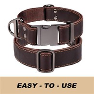 Coleira De Couro Com Fivela De Metal